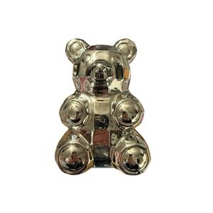 Modern Geometrical Metallic Silver Ceramic Teddy Bear Figure Home Decor